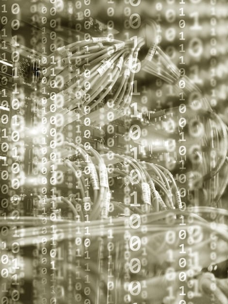 A visual depiction of data encryption, showing plain text transforming into scrambled ciphertext with a key unlocking the encrypted data. The image emphasizes the transformation process and the security provided by the encryption key, set against a background of digital code and data streams.