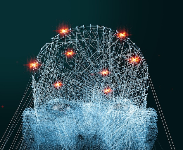A visual representation of a network of interconnected websites, with AI algorithms analyzing the link relationships, identifying high-authority domains and potential link opportunities.
