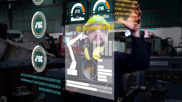 A close-up view of an AI interface displaying real-time quality metrics and anomaly detection graphs in a manufacturing setting.
