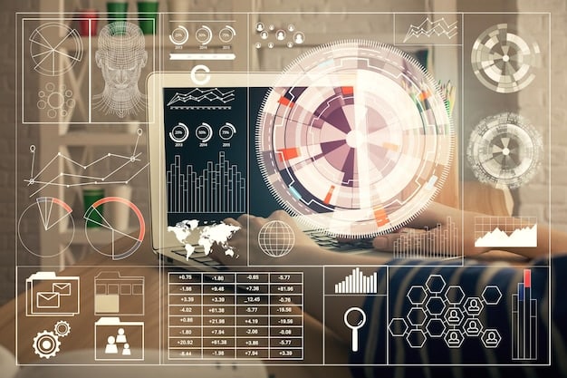 A collage showing different applications of AI data visualization across industries: a healthcare dashboard, a financial risk assessment model, and a retail customer behavior analysis chart.