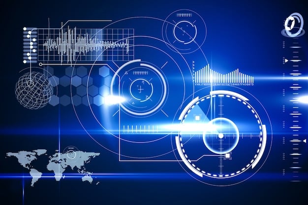 An abstract visualization of a dashboard displaying real-time data from machinery, highlighting key performance indicators (KPIs) and predictive maintenance alerts.