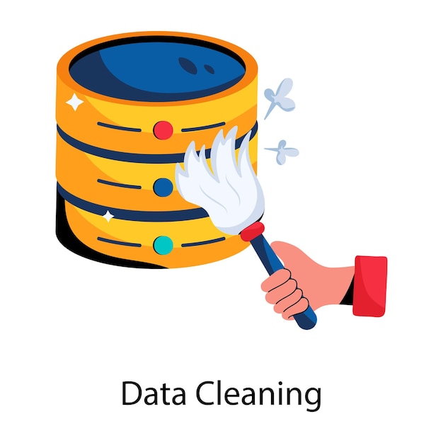 An illustration showing data being cleaned and transformed, with icons representing data cleaning tools, feature engineering processes, and scaling methods. The visual demonstrates the transformation of raw data into a structured and machine-learning-ready format for sales forecasting.