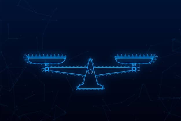 An abstract image representing data streams converging into a balanced scale. The scale symbolizes fairness and equity, while the data streams illustrate the flow of information that needs to be audited for bias. The overall effect conveys the importance of balance in algorithmic processes.