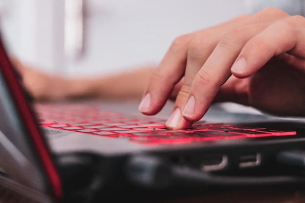 A close-up image showing a person's hands on a keyboard, with lines of code reflected in their glasses. The background is blurred, highlighting the focus on the digital divide and access to technology for vulnerable populations.