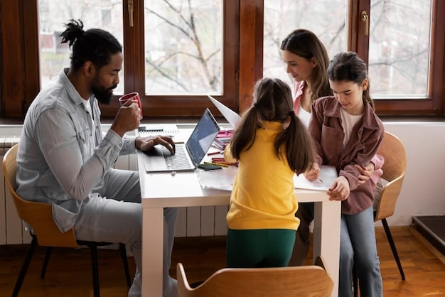 A teacher conducting a digital literacy workshop in a community center, showing parents and students learning together how to use and evaluate AI-powered educational tools. The image emphasizes collaboration and empowerment.
