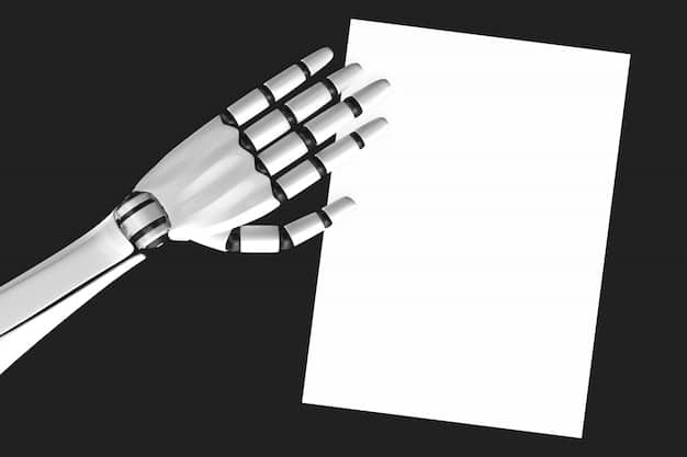 A hand reaching out to click on a news article with a robotic arm subtly manipulating the mouse, symbolizing the hidden influence of AI in spreading misinformation online.