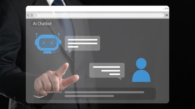 A close-up of a computer screen displaying a chatbot interface, with a friendly AI avatar. The chatbot is engaged in a conversation with a customer, answering questions and providing assistance.