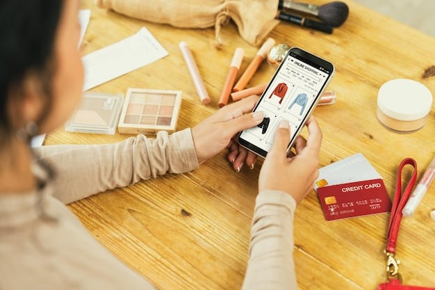 A close-up shot of a smartphone screen displaying a personalized product recommendation from a retail app with a user browsing through it.