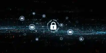 Futuristic network illustrating federated learning with secure data nodes