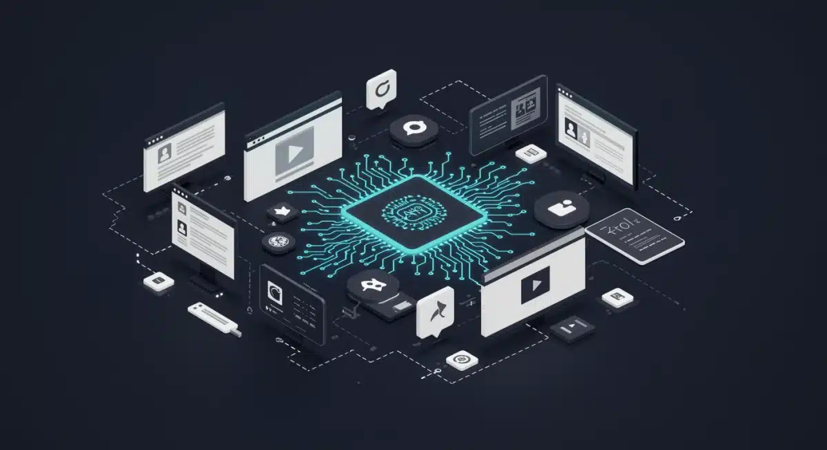 AI brain synthesizing diverse digital content types