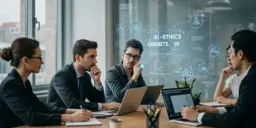 Professionals learning about AI ethics in a modern training session.