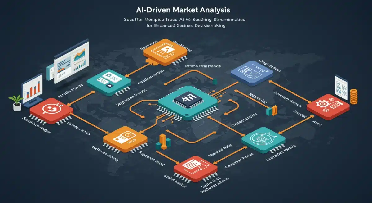 Infographic depicting AI-driven market analysis and strategic formulation flow