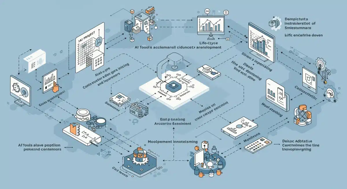 Infographic depicting AI project lifecycle acceleration with new tools