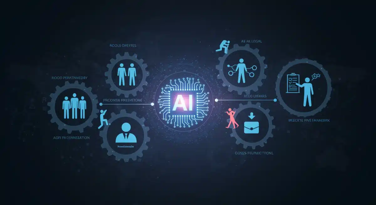 Infographic depicting cross-functional collaboration in AI ethics.