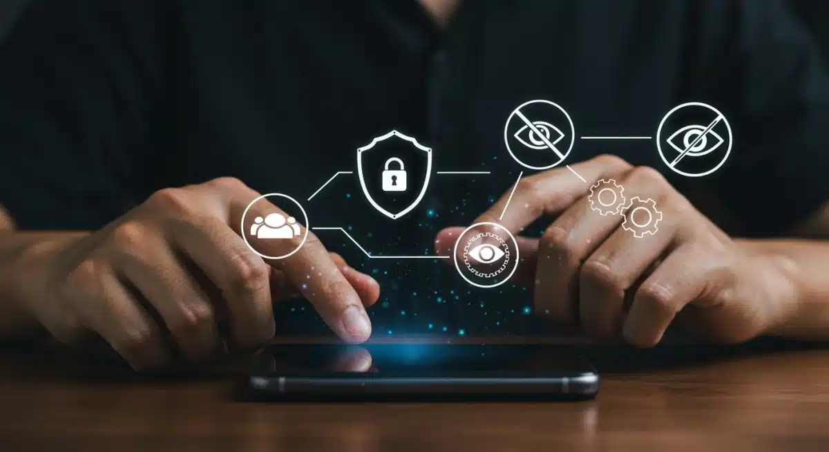 User managing smartphone privacy settings