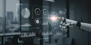 Futuristic dashboard showing AI data analytics for revenue growth