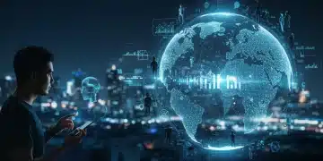 Transparent AI system showing data flow and human interaction in a US tech environment