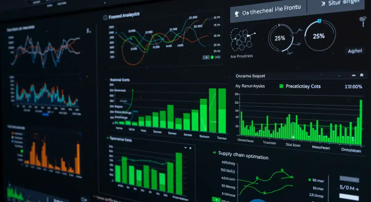 AI analytics dashboard showing cost reduction metrics and operational efficiency