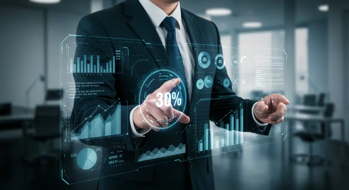 Executive analyzing AI-driven business growth metrics