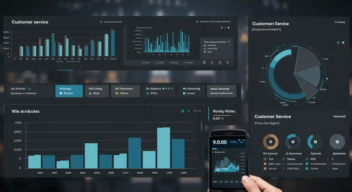 AI analytics dashboard showing reduced customer service response times and improved satisfaction.