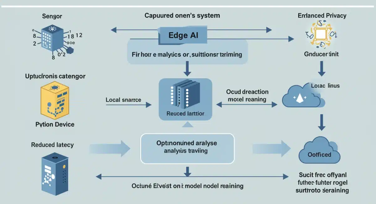 Data flow in an Edge AI system from sensor to local processing and optional cloud integration