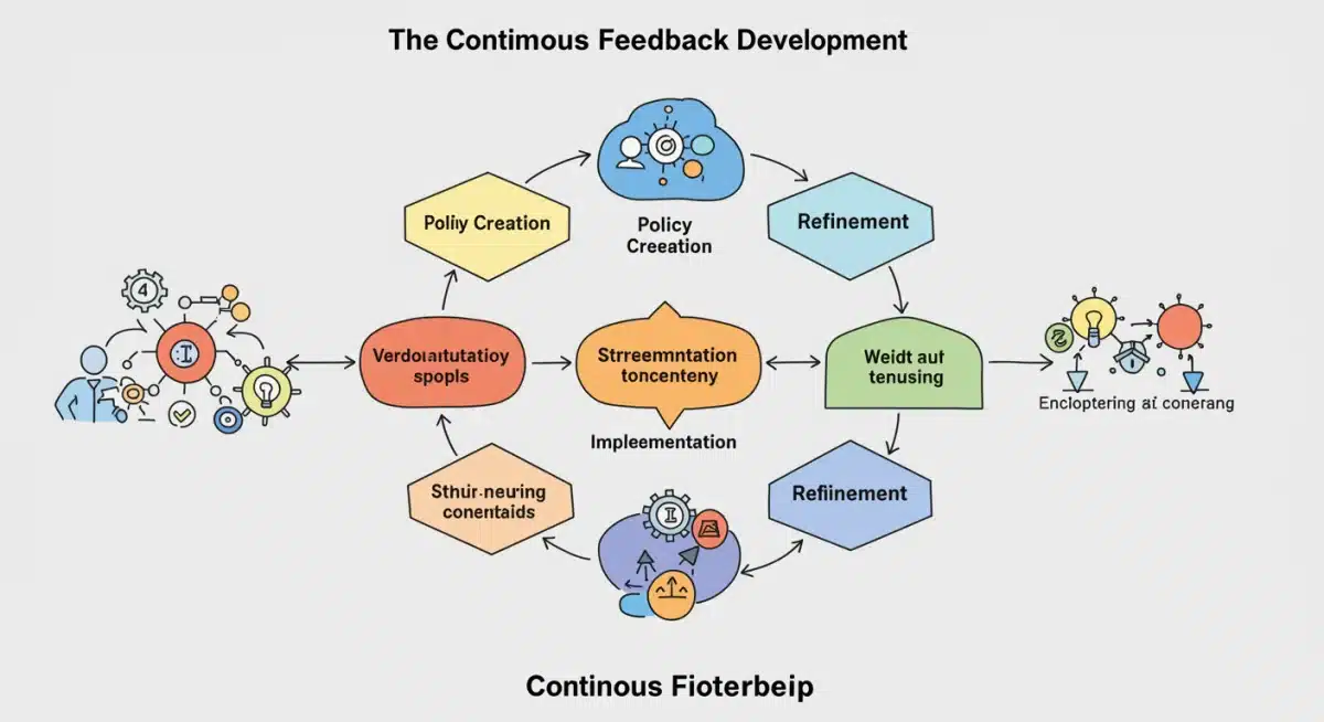 Flowchart depicting continuous ethical AI feedback loop and refinement process