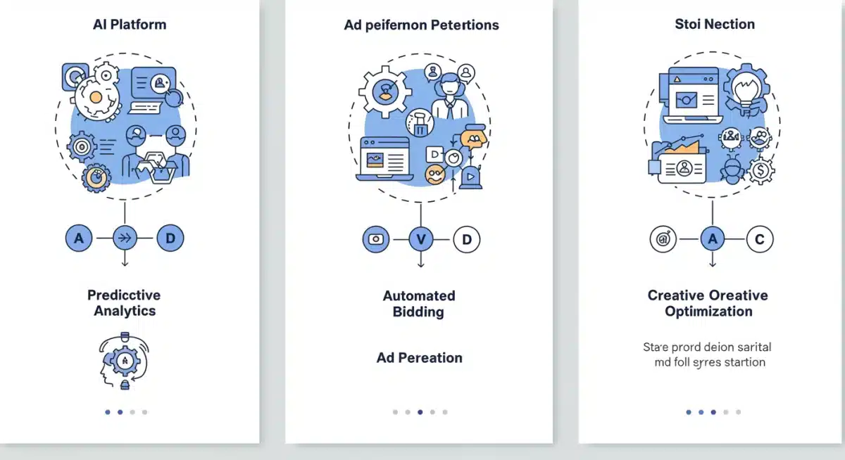 Infographic comparing three leading AI ad optimization tools features and benefits