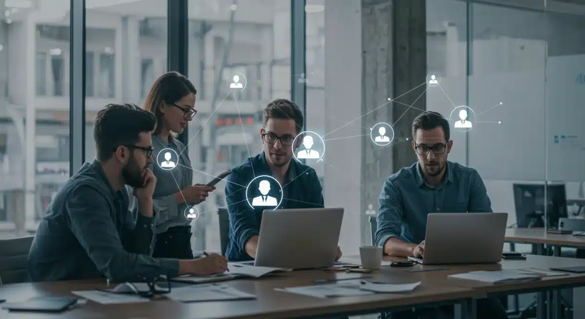 Diverse team collaboration enhanced by AI-driven hiring