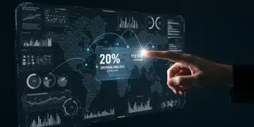 Futuristic AI marketing dashboard showing 20% ROI increase for 2026 in the U.S. market