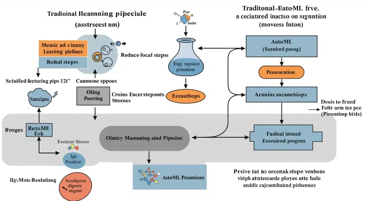 Comparison of traditional vs. AutoML machine learning pipelines