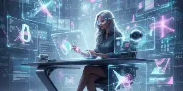 Futuristic graphic designer using AI tools