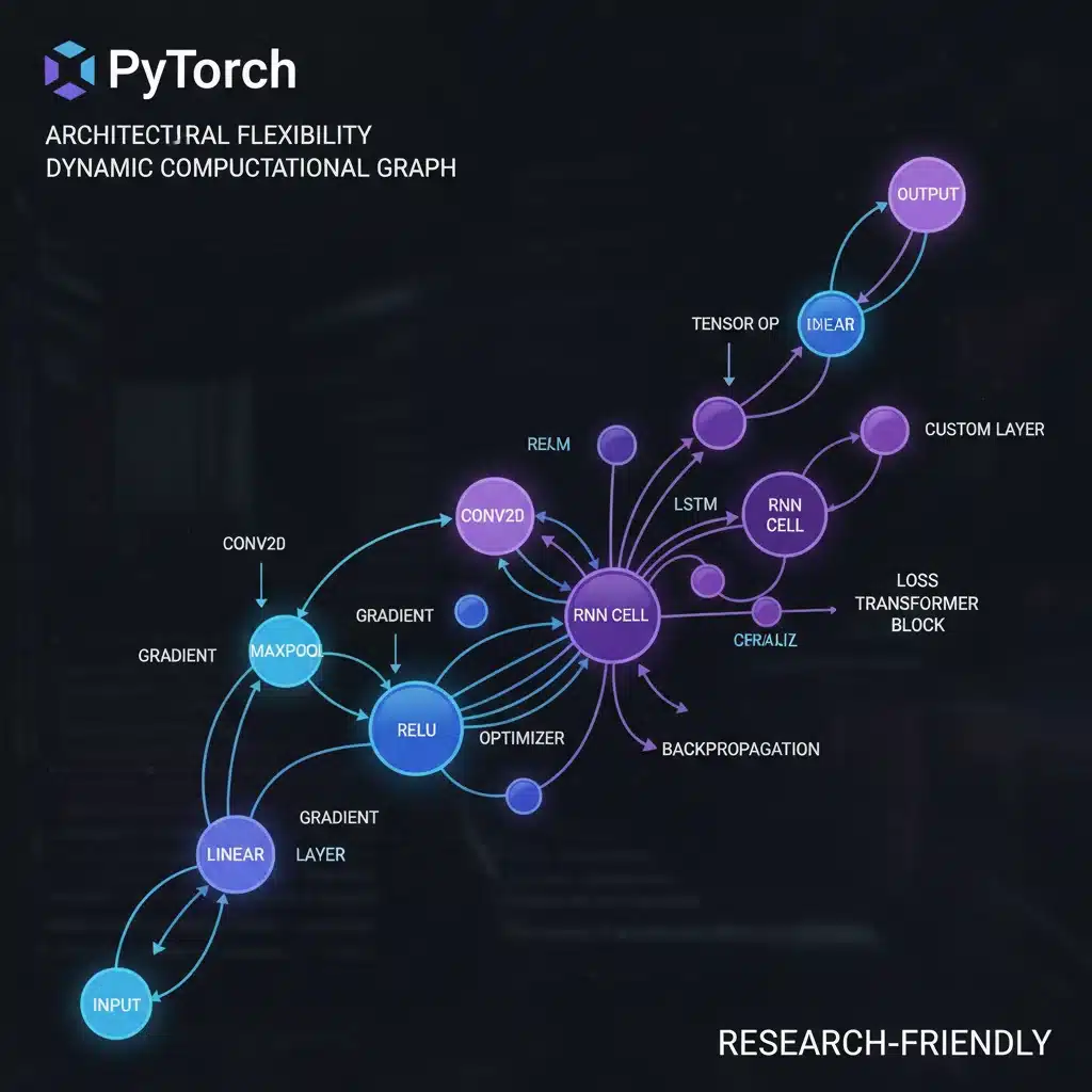 Dynamic computational graph and neural network architecture in PyTorch
