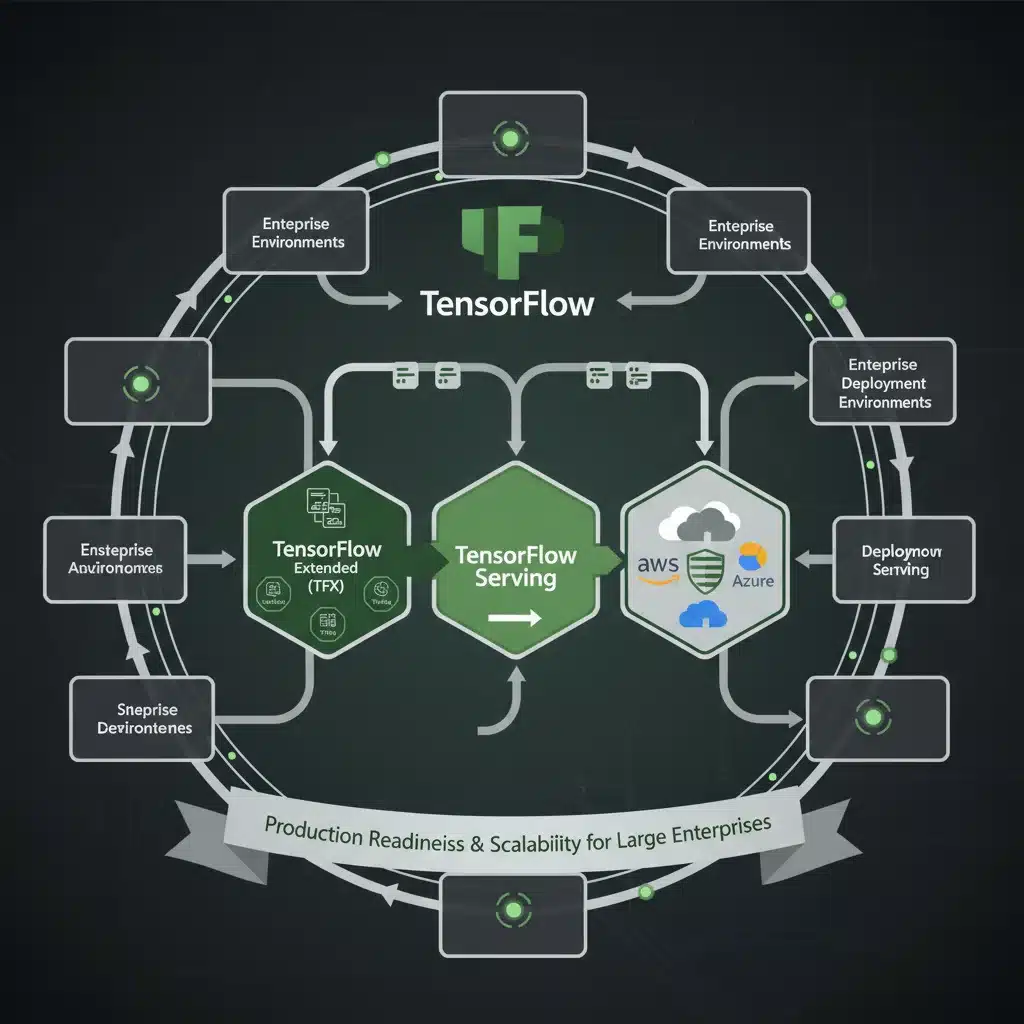 TensorFlow's robust deployment ecosystem and production capabilities