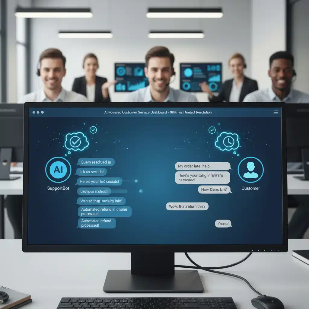 AI chatbot efficiently resolving customer queries on a digital interface