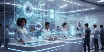 AI-powered customer service desk with human agents and advanced interfaces