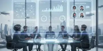 AI-powered project management dashboard showing data analytics and team collaboration.
