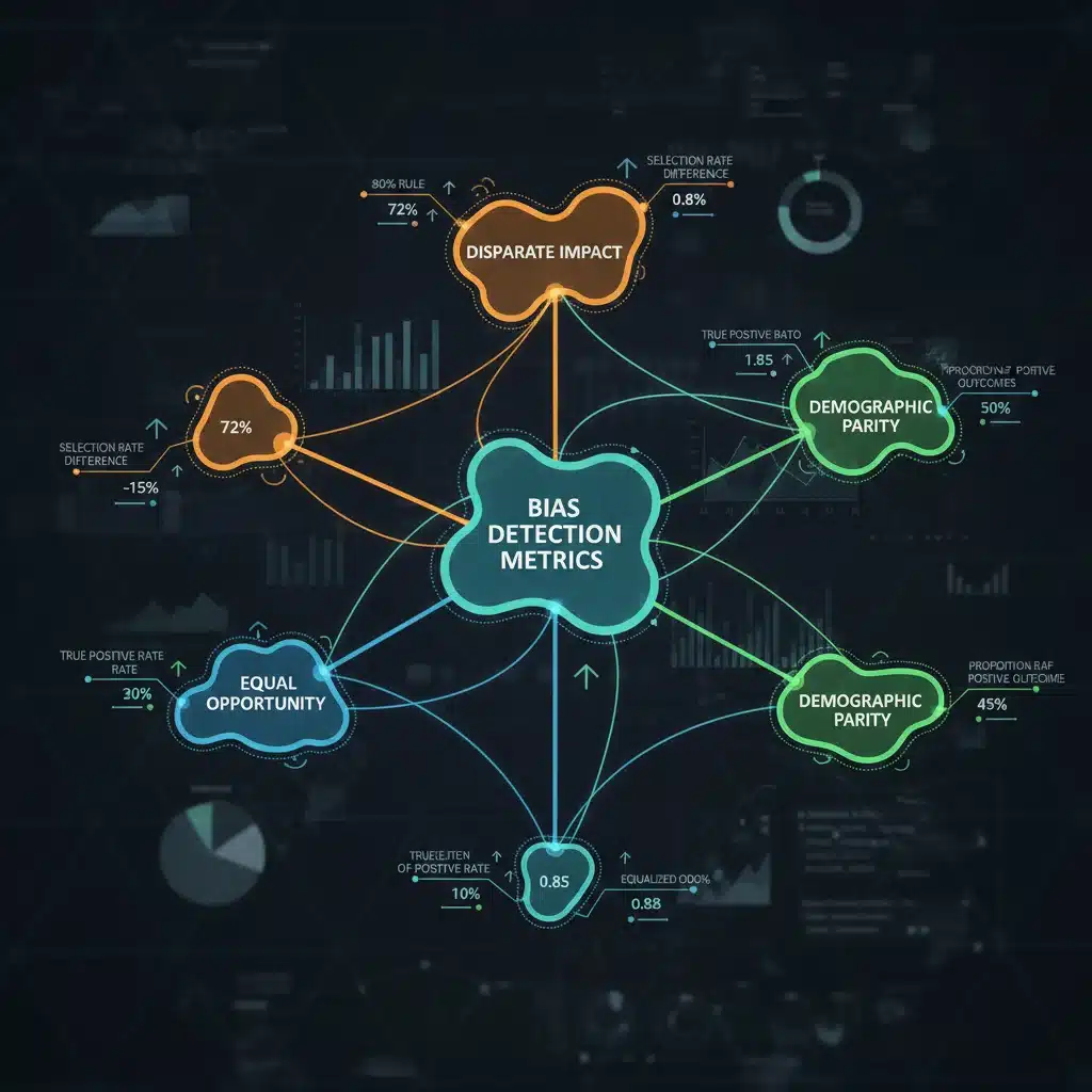 Dashboard displaying various metrics for detecting bias in AI algorithms.