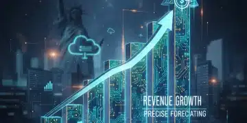 AI sales forecasting dashboard showing projected revenue growth for a U.S. business.